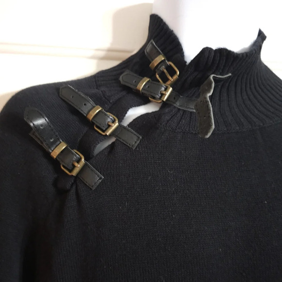 Andres Velasco Large Black Gray Buckle Neck Sweater Undergear Rare Gothic Isle - Picture 3 of 7